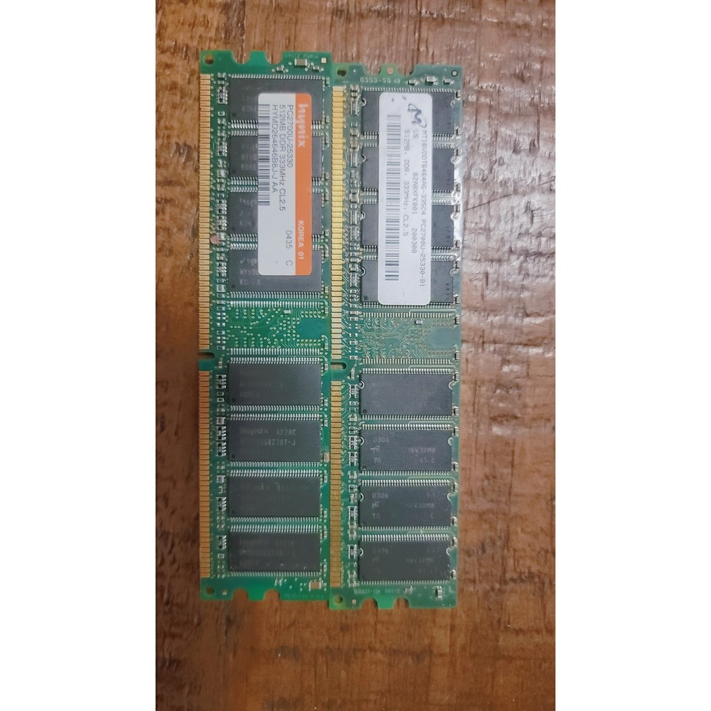 1GB (2x512MB) DDR1 PC2700 333MHz Desktop RAM Micron Hynix 184-Pin